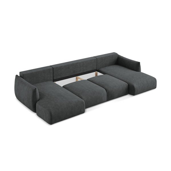 Tmavosivá ženilková rozkladacia rohová pohovka (do tvaru "U") Leila – Makamii-image-4