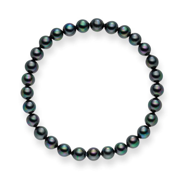Antracitový perlový náramok Pearls of London Mystic Grey, 17 cm