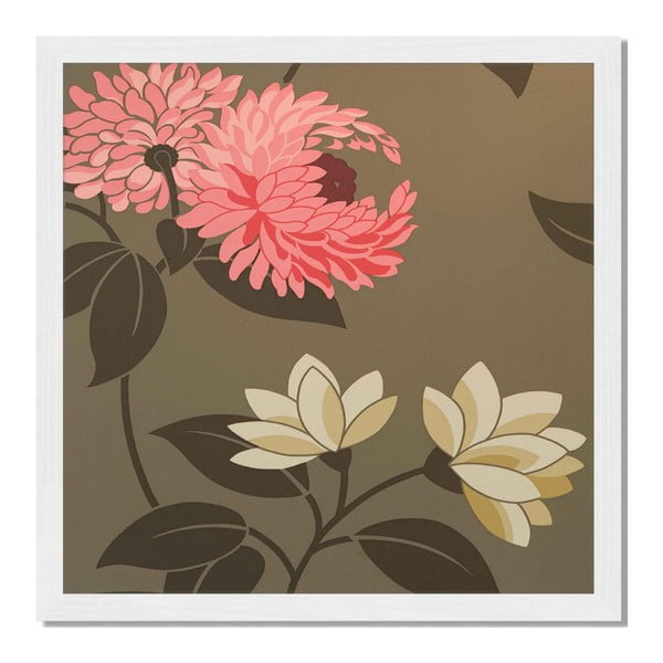 Obraz v ráme Liv Corday Asian Oriental Flowers, 40 x 40 cm