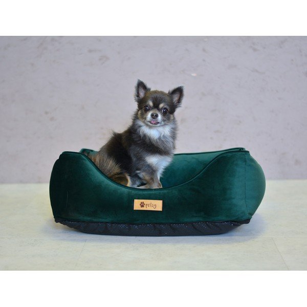 Tmavozelený zamatový pelech 55x42 cm Royal - Petsy-image-2