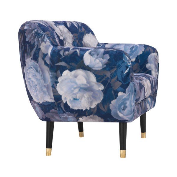 Modré kreslo Mazzini Sofas Benito Floral-image-3