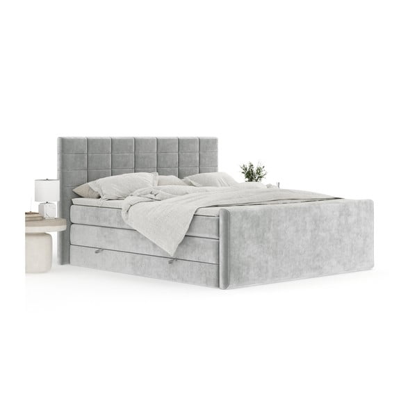 Svetlosivá boxspring posteľ s úložným priestorom 160x200 cm Ava – Maison de Rêve-image-3