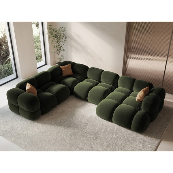 Zelená zamatová rohová pohovka (ľavý roh/do tvaru "U") Loretto – Cosmopolitan Design-image-3