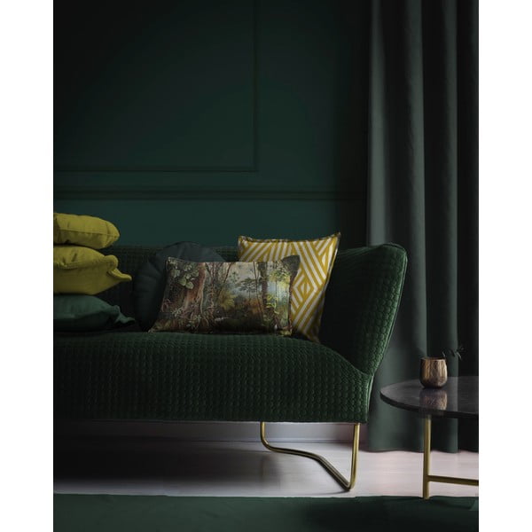 Žlto-biely zamatový vankúš Velvet Atelier Lines, 45 x 45 cm-image-1