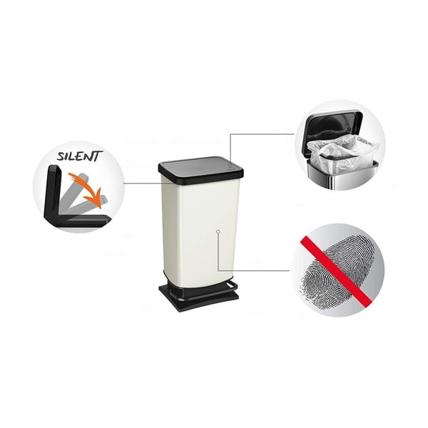 Sivý pedálový odpadkový kôš z recyklovaného plastu 40 l Paso - Rotho-image-3