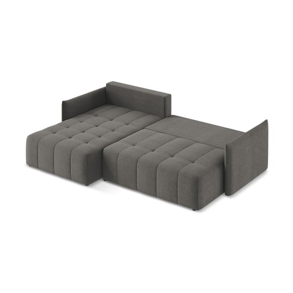 Tmavosivá rozkladacia/s úložným priestorom rohová pohovka (ľavý roh/s leňoškou) Moku – Makamii-image-4