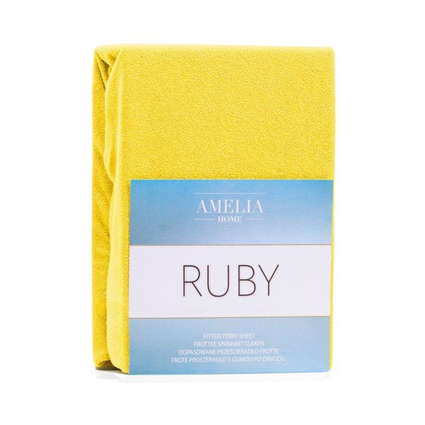 Žltá elastická plachta na dvojlôžko AmeliaHome Ruby Siesta, 220-240 x 220 cm-image-2