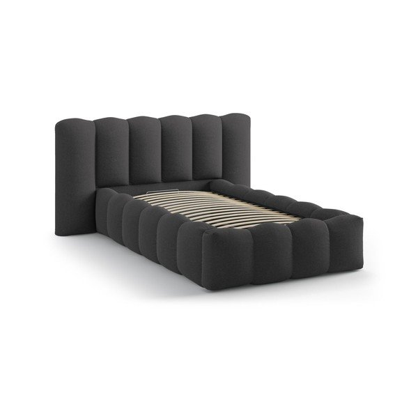 Antracitová čalúnená jednolôžková posteľ s úložným priestorom s roštom 90x200 cm Lupine – Micadoni -image-2