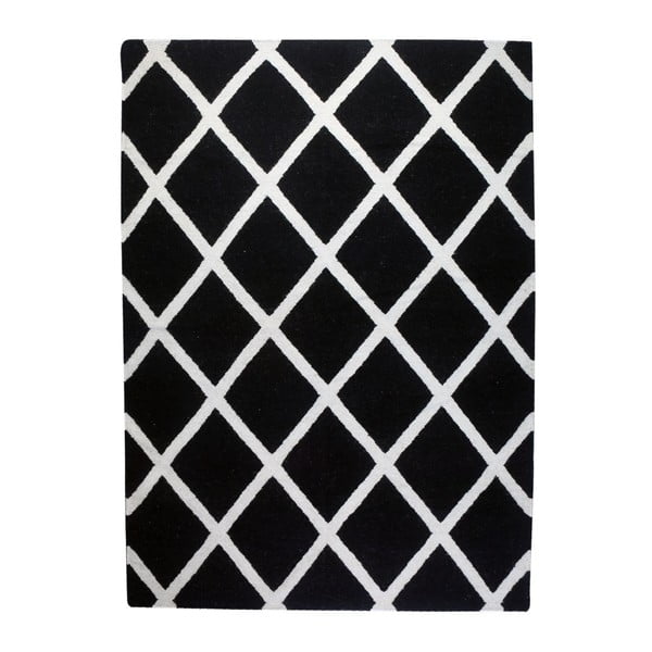 Vlnený koberec Geometry Linie Black & White, 160x230 cm