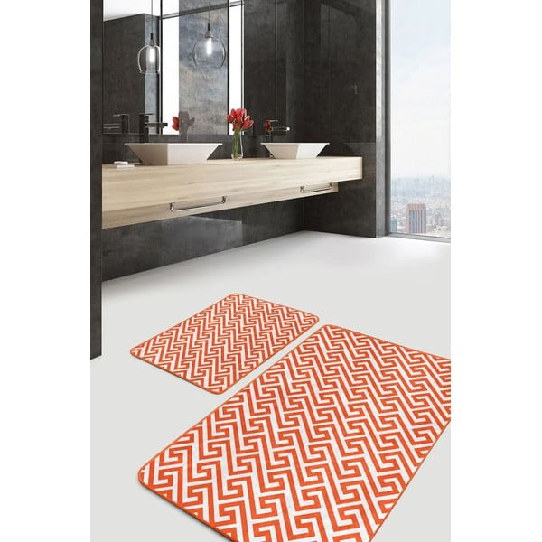 Oranžové zamatové kúpeľňové predložky v súprave 2 ks 60x100 cm – Mila Home-image-4