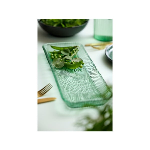 Zelený sklenený servírovací tanier 14x38 cm Kusintha – Bitz-image-2