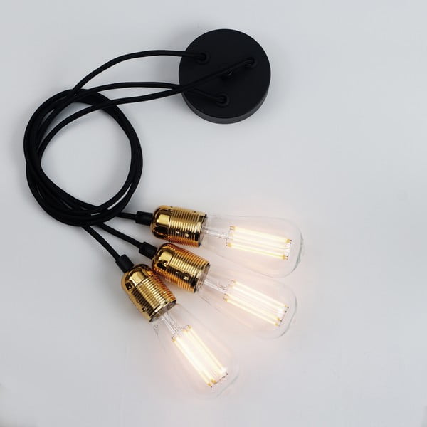 Čierne trojramenné závesné svietidlo s detailmi v zlatej farbe Sotto Luce Uno-image-4