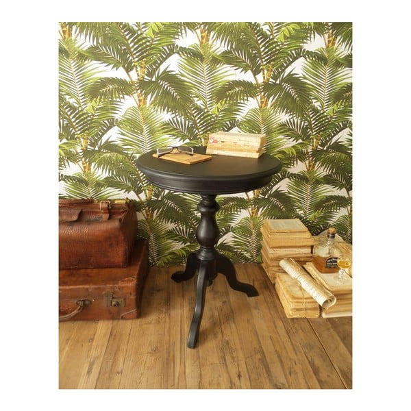 Čierny príručný stolík z cédrového dreva Orchidea Milano Black Living, ⌀ 50 cm