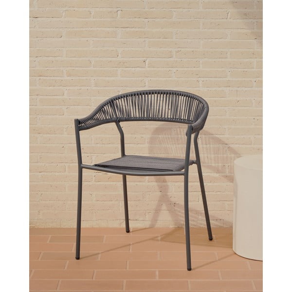 Sivé jedálenské stoličky z umelého ratanu v súprave 4 ks Futadera – Kave Home-image-1