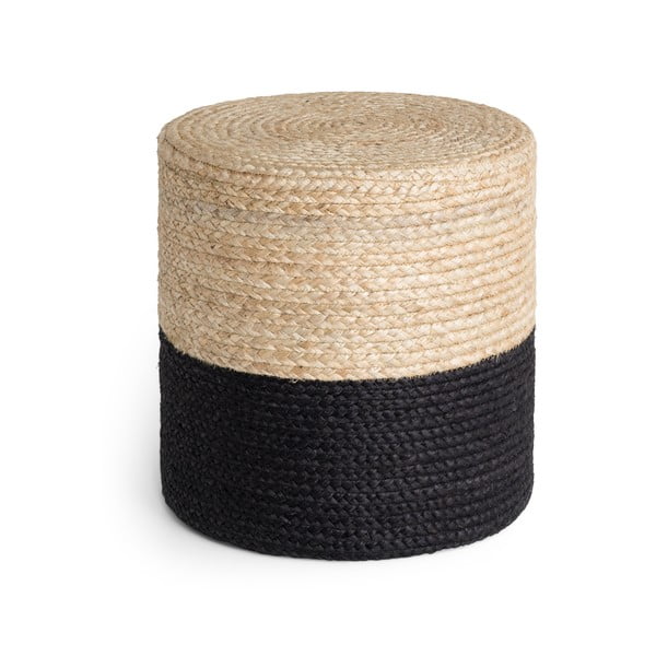 Čierny/v prírodnej farbe taburet Juta Gold Black – Hanse Home