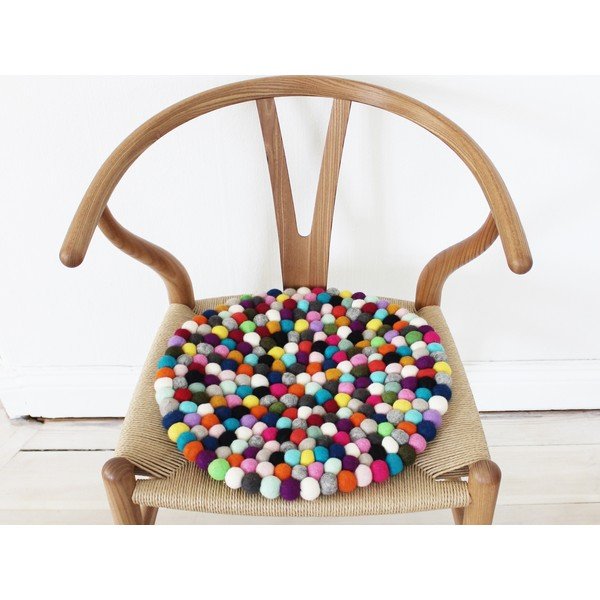 Guľôčkový vlnený vankúš na sedenie Wooldot Ball Chair Pad Multi Pang, ⌀ 39 cm-image-3