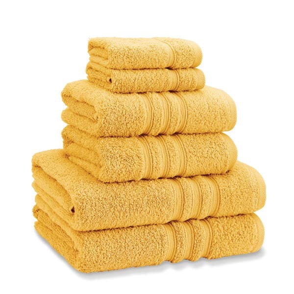 Žlté froté bavlnené uteráky a osušky v súprave 6 ks Zero Twist – Catherine Lansfield