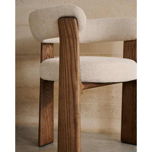 Hnedé/béžové jedálenské kreslo s podrúčkami z jaseňového dreva Granite – Kave Home-image-2