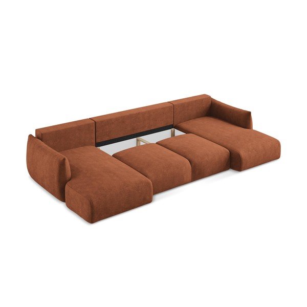 Terakotová ženilková rozkladacia rohová pohovka (do tvaru "U") Leila – Makamii-image-4