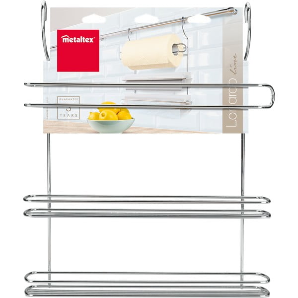 Závesný držiak na kuchynské utierky z pochrómovanej ocele v striebornej farbe Lonardo – Metaltex-image-1