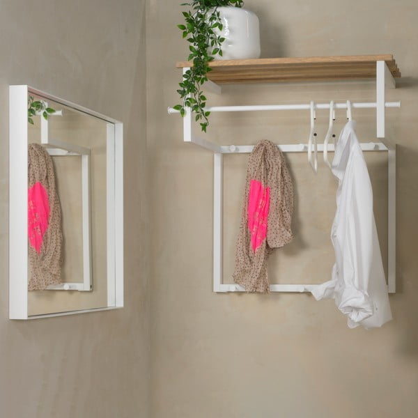 Biely/v prírodnej farbe kovový nástenný vešiak s poličkou 76 cm Rizzoli – Spinder Design-image-2
