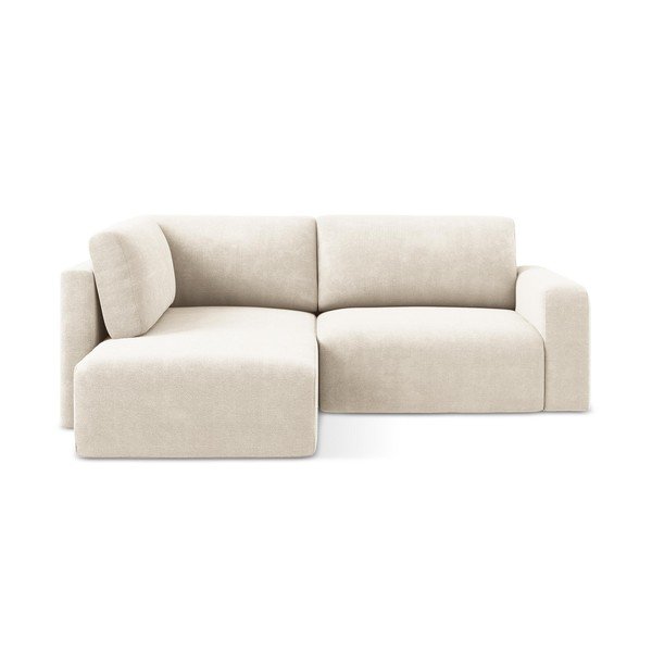 Krémová ženilková rozkladacia/s úložným priestorom rohová pohovka (ľavý roh/do L) Kona – Makamii