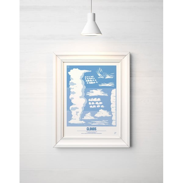 Farebný plagát Follygraph Clouds Blue, 30 x 40 cm