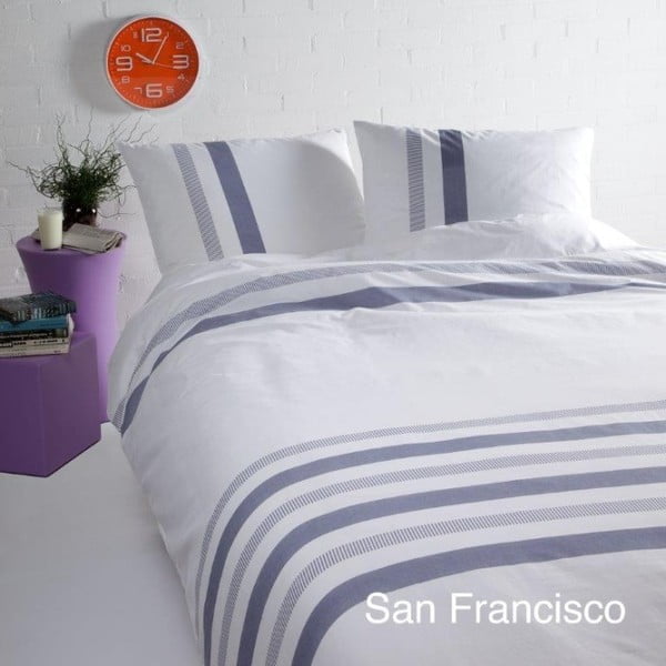 Posteľné obliečky na jednolôžko z bavlneného saténu Ekkelboom San Francisco Blue, 140 × 200 cm