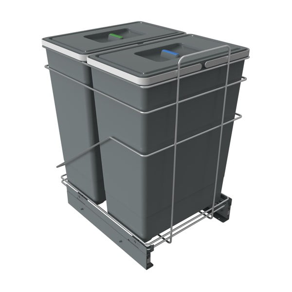 Sivý vstavaný plastový odpadkový kôš na triedený odpad 42+42 l Ecofil – Elletipi