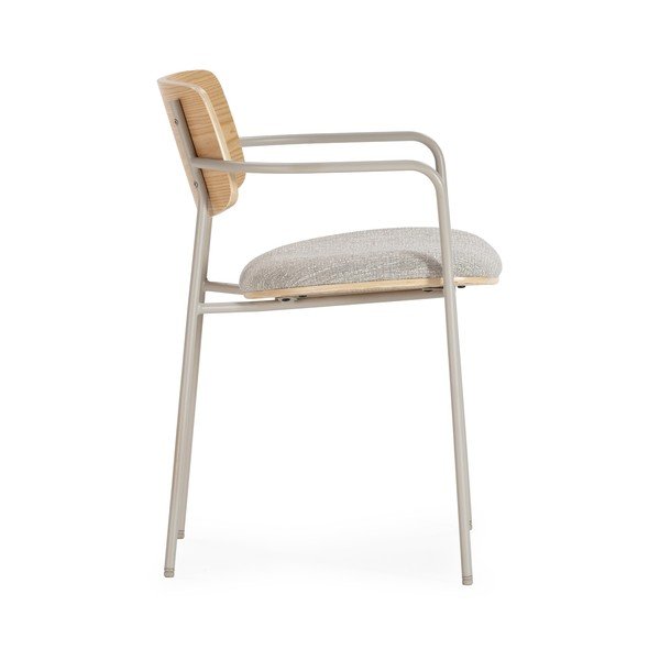 Svetlosivé/v prírodnej farbe čalúnené jedálenské kreslá v súprave s podrúčkami Nour – MOME-image-3