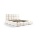 Krémová zamatová čalúnená dvojlôžková posteľ s úložným priestorom s roštom 180x200 cm Bellis – Micadoni