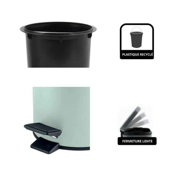 Nášľapný oceľový odpadkový kôš v mentolovej farbe 3 l Adelar – Spirella-image-4