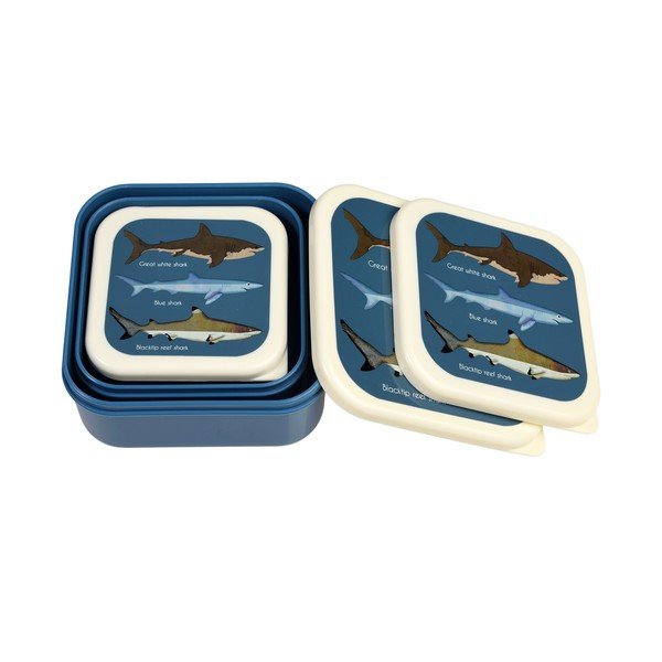 Tmavomodré detský desiatový box 3 ks Sharks – Rex London-image-4