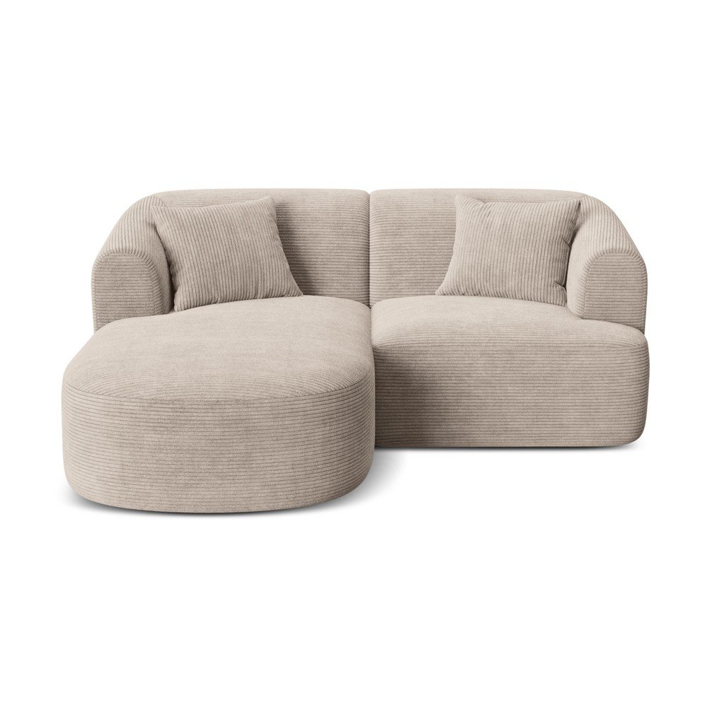 Svetlohnedá menčestrová rohová pohovka (ľavý roh/s leňoškou) Campi – Cosmopolitan Design