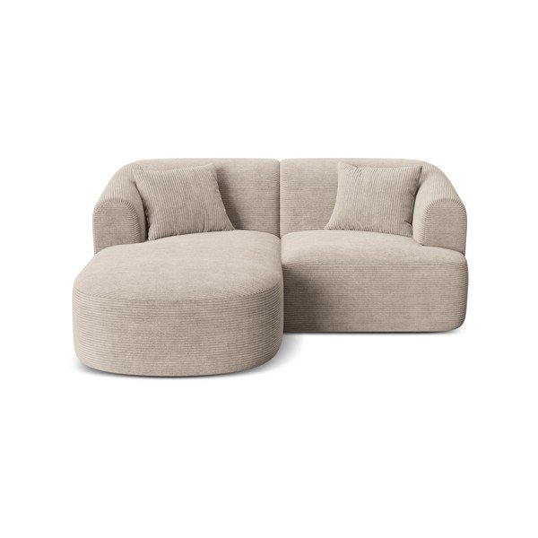 Svetlohnedá menčestrová rohová pohovka (ľavý roh/s leňoškou) Campi – Cosmopolitan Design