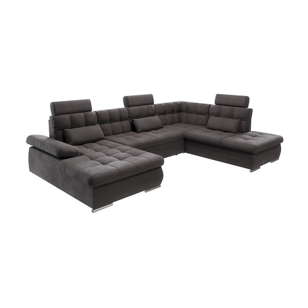 Antracitová rozkladacia/s úložným priestorom rohová pohovka (pravý roh/do "U") Merkur – Ropez