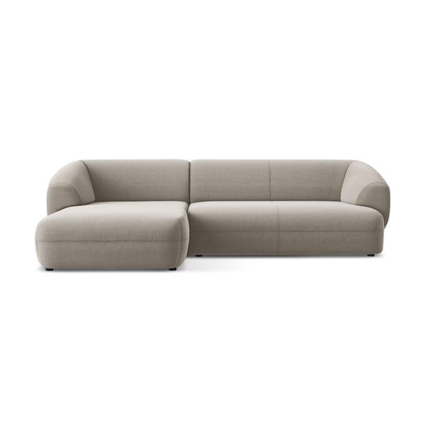 Béžová zamatová rohová pohovka (ľavý roh) Moana – Makamii