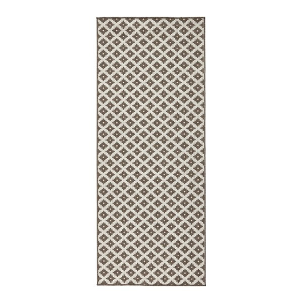 Hnedý vzorovaný obojstranný koberec Bougari Nizza, 80 × 350 cm