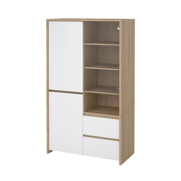 Biela/v prírodnej farbe vitrína v dekore duba 100x170x48 cm Next – Tvilum-image-4