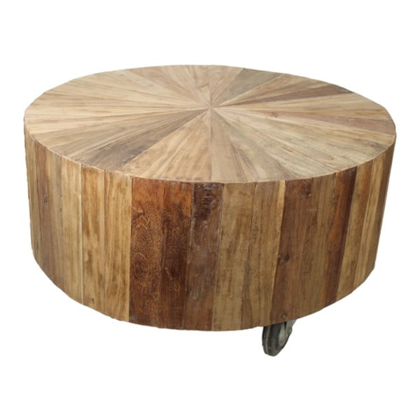 Pojazdný konferenčný stolík z teakového dreva HSM Collection Sun, ⌀ 80 cm