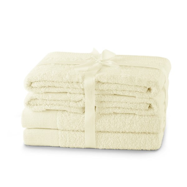 Krémovobiele froté bavlnené uteráky a osušky v súprave 6 ks Amari – Restilo