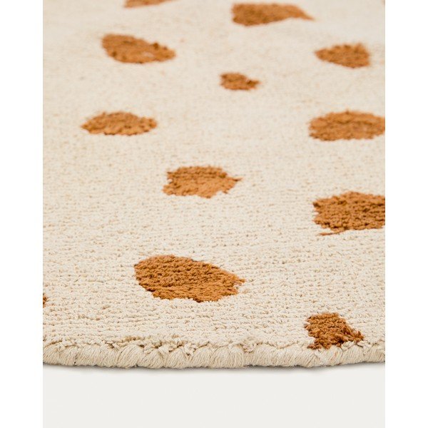 Krémový prateľný/ručne tkaný bavlnený detský koberec ø100 cm Tandani – Kave Home-image-2