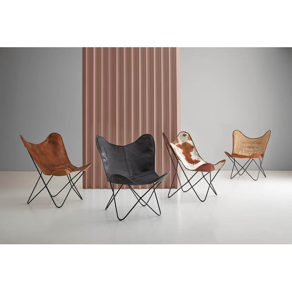 Hnedé kožené butterfly kreslo sømcasa Farfalla-image-1