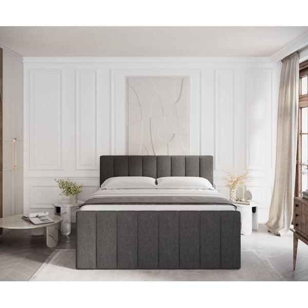 Čierna boxspring posteľ s úložným priestorom 200x200 cm Ruby – Maison de Rêve-image-3