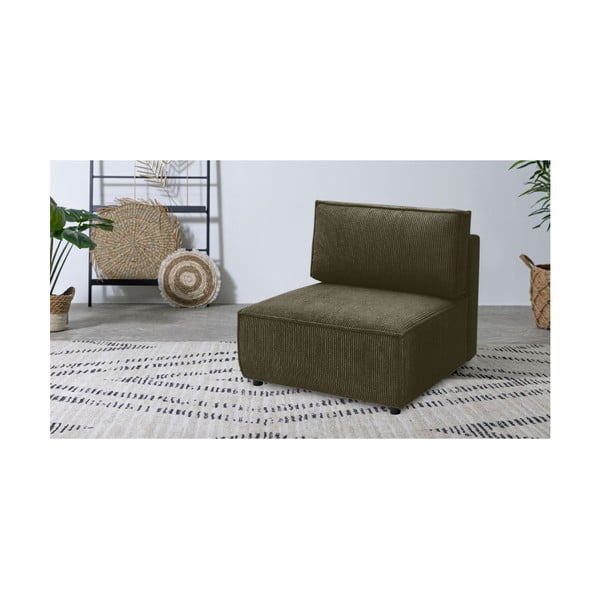 Svetlozelený menčestrový modul pohovky (stredový diel) Nihad modular – Bobochic Paris-image-1