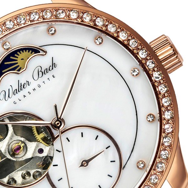 Dámske hodinky s bielym remienkom z pravej kože Walter Bach Union-image-4