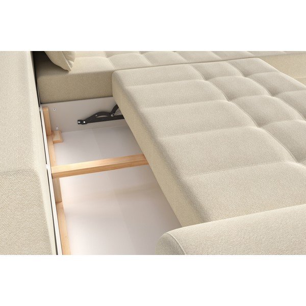 Krémová rozkladacia rohová pohovka (pravý roh) Balitco – Ropez-image-1