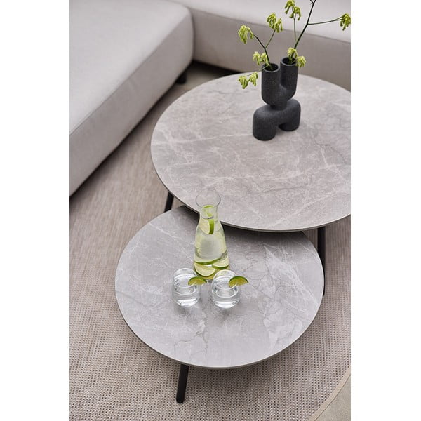 Okrúhly záhradný odkladací stolík s keramickou doskou ø 60 cm Monaco – Hartman