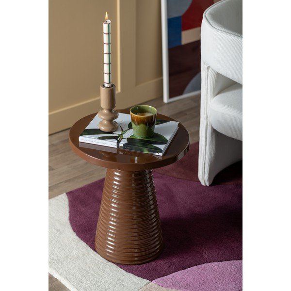 Kovový okrúhly odkladací stolík ø 40 cm Catania Ribbed – Leitmotiv-image-1