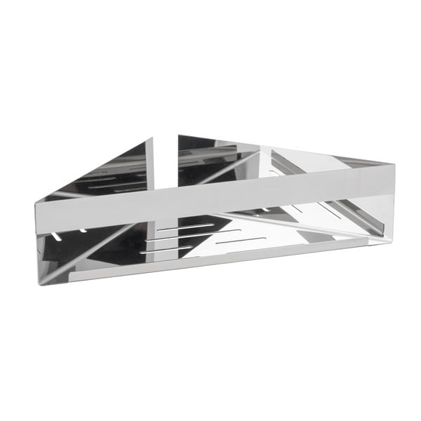 Rohová samodržiaca kúpeľňová polička z nehrdzavejúcej ocele v lesklo striebornej farbe Genova – Wenko-image-1